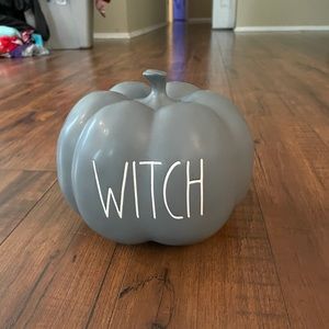 Rae Dunn grey witch decorative pumpkin